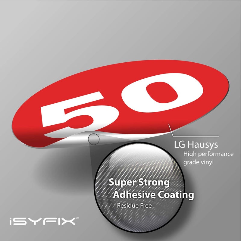 iSYFIX Red Consecutive Number Stickers â€“ 1 to 50, 3-inch, 1 Set â€“ Vinyl Self Adhesive Premium Decal, Ideal for Inventory, Storage, Organizing, Boxes, Bins, Toolbox, Lockers & More, Indoor/Outdoor - Image 3